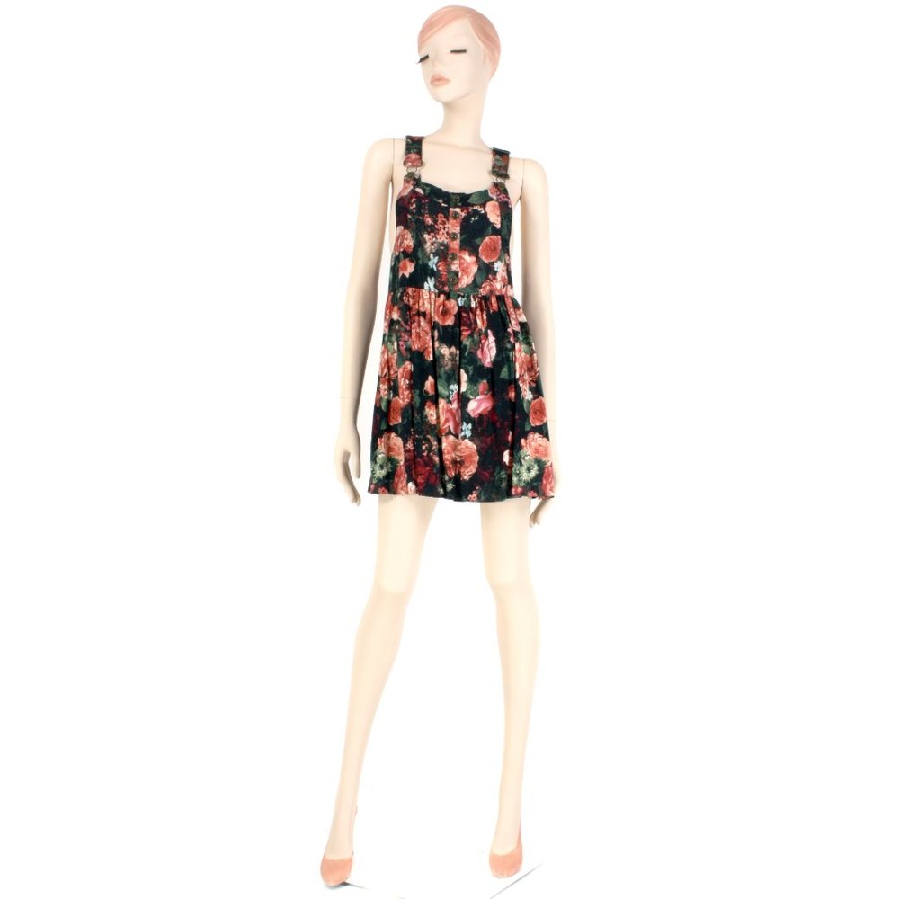 S Vintage Y2k Floral Pinafore Suspender Mini Dress Deadstock - Picture 5 of 7